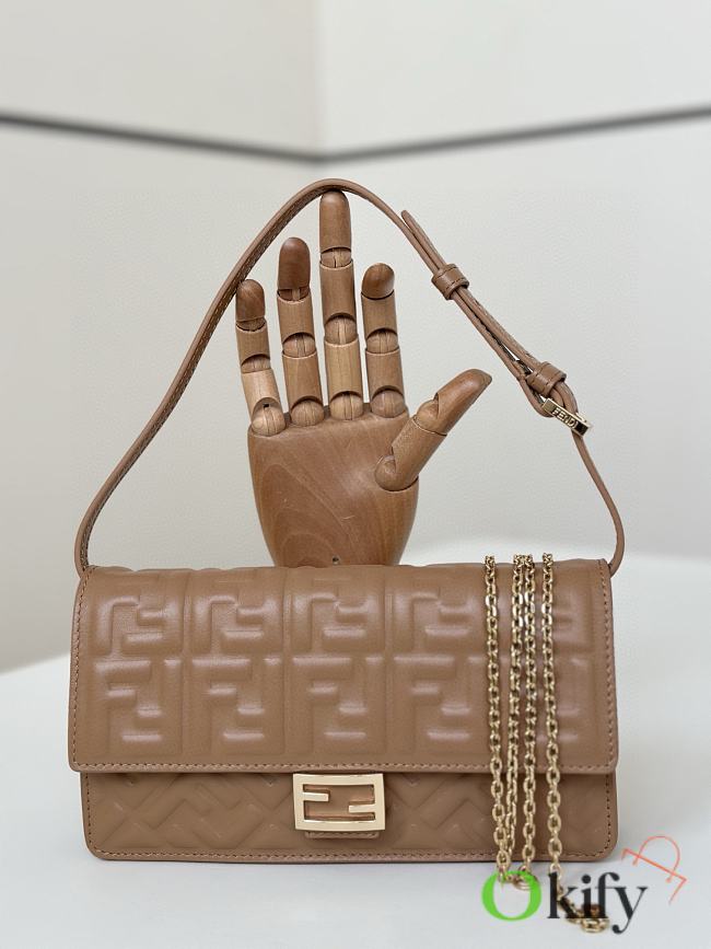 Okify Fendi Baguette Wallet On Chain Light Brown 21x11.5x5cm - 1