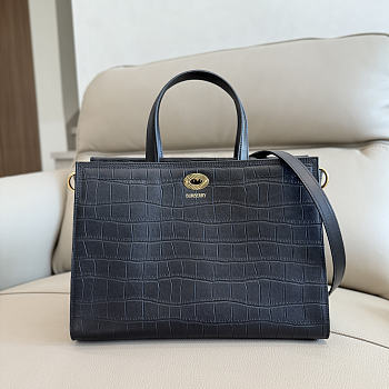 Okify Burberry Cotswolds Tote Bag Black Crocodile 30.5x22.5x13cm