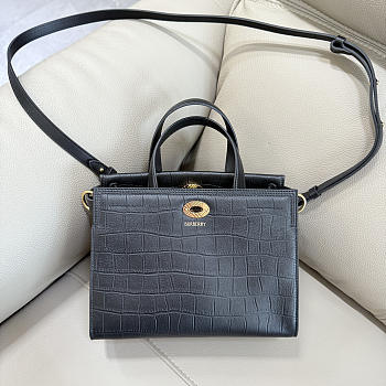 Okify Burberry Cotswolds Tote Bag Black Crocodile 24.5x19.5x13cm