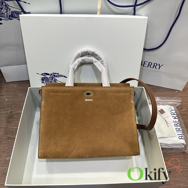 Okify Burberry Cotswolds Tote Bag Brown Suede 30.5x22.5x13cm - 1