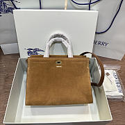 Okify Burberry Cotswolds Tote Bag Brown Suede 30.5x22.5x13cm - 1
