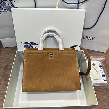 Okify Burberry Cotswolds Tote Bag Brown Suede 30.5x22.5x13cm