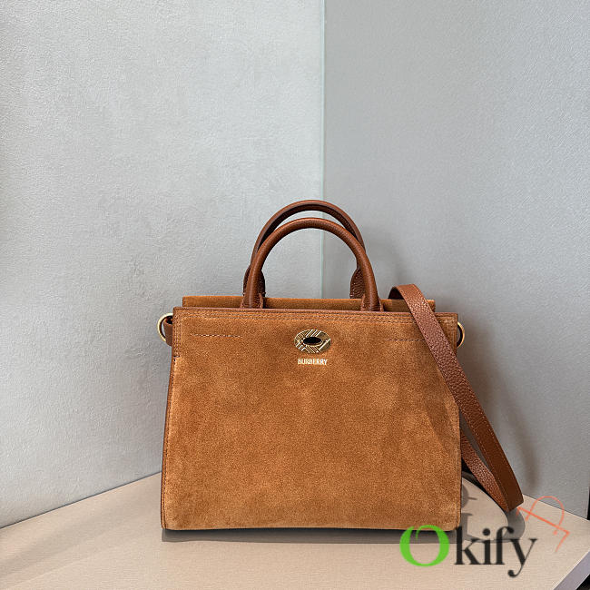 Okify Burberry Cotswolds Tote Bag Brown Suede 24.5x19.5x13cm - 1