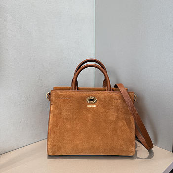 Okify Burberry Cotswolds Tote Bag Brown Suede 24.5x19.5x13cm
