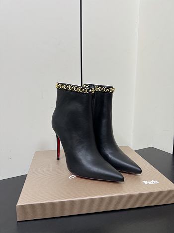 Okify Christian Louboutin Black Ankle Boots 10.5cm 26863