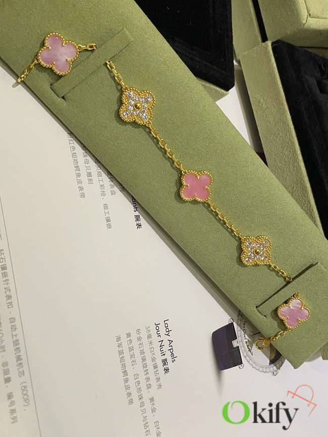 Okify VCA Gold Bracelet Pink And Diamond  - 1