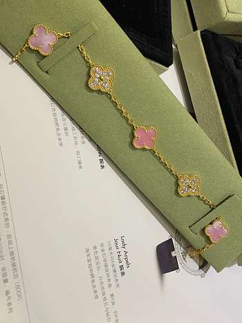 Okify VCA Gold Bracelet Pink And Diamond 
