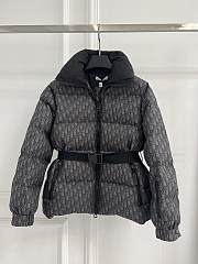 Okify Dior Waist Down Jacket Black Oblique For Women - 2