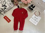 Okify Polo Ralph Lauren Red Kids Cable Knit Romper  - 2