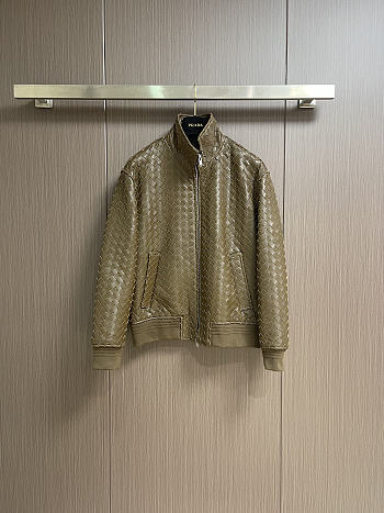 Okify Bottega Veneta Intrecciato Woven Leather Jacket 26884