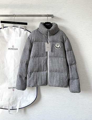 Okify Moncler Gray Cable Knit Fluffy Down Jacket Unisex (has big size)
