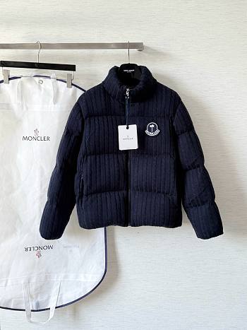 Okify Moncler Dark Blue Cable Knit Fluffy Down Jacket Unisex (has big size)