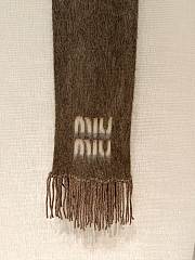 Okify MiuMiu Brown Mohair Blend Sheepskin Scarf  - 6