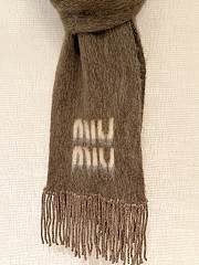 Okify MiuMiu Brown Mohair Blend Sheepskin Scarf  - 4