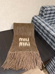 Okify MiuMiu Brown Mohair Blend Sheepskin Scarf  - 3