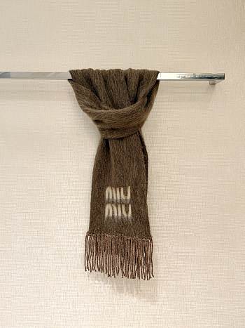 Okify MiuMiu Brown Mohair Blend Sheepskin Scarf 