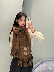Okify MiuMiu Brown Mohair Blend Sheepskin Scarf  - 2