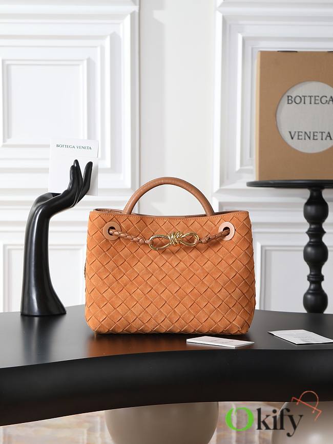 Okify Bottega Veneta Small Andiamo Bag Brick Orange Suede 25x22x10cm - 1