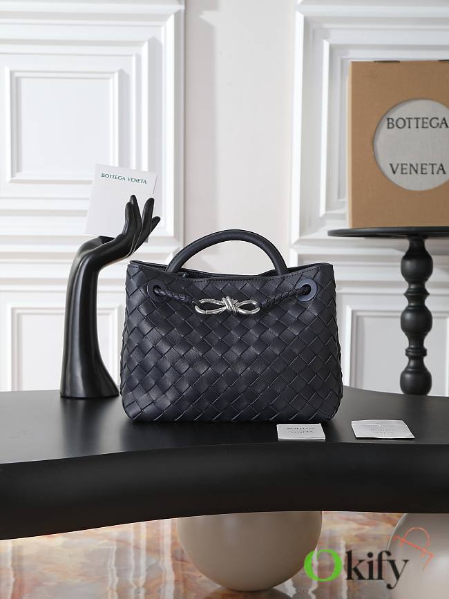 Okify Bottega Veneta Small Andiamo Bag Black Silver Hardware 25x22x10cm - 1