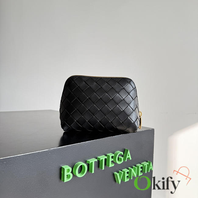 Okify Bottega Veneta Cosmetic Bag Black 16.5x10.5x9cm - 1