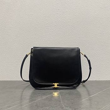 Okify Celine Soft Triomphe Besace Bag In Black Supple Shiny Lambskin 32x7x27cm