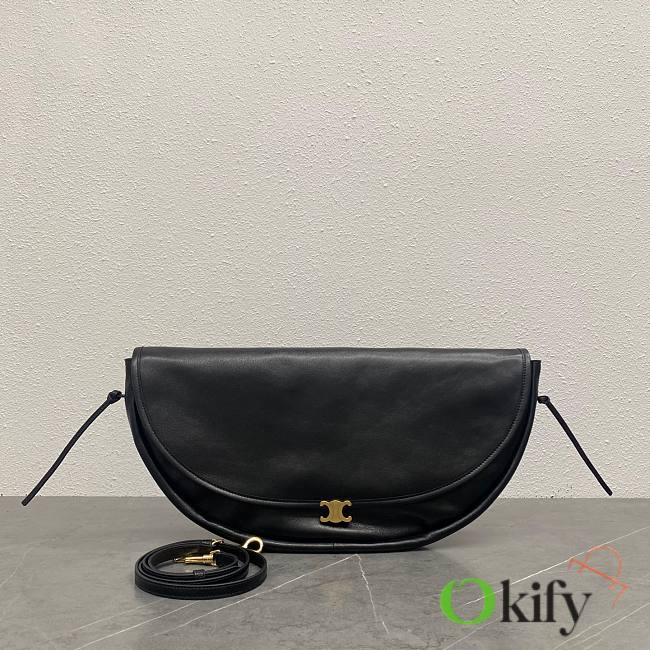 Okify Celine Halfmoon Soft Triomphe Bag In Black Supple Shiny Lambskin 46x19x10cm - 1