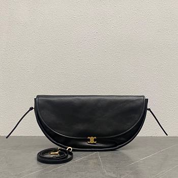 Okify Celine Halfmoon Soft Triomphe Bag In Black Supple Shiny Lambskin 46x19x10cm