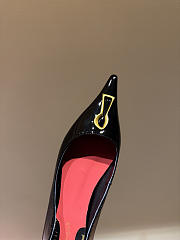 Okify Schiaparelli Black Patent Pointed Toe Heels 2cm - 3