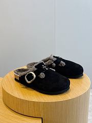 Okify Chrome Heart Black Men Wool Slippers - 1