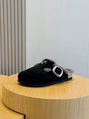 Okify Chrome Heart Black Men Wool Slippers - 6