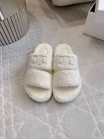 Okify Celine Women Wool Slippers White