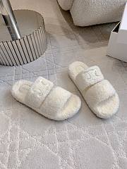 Okify Celine Women Wool Slippers White - 6