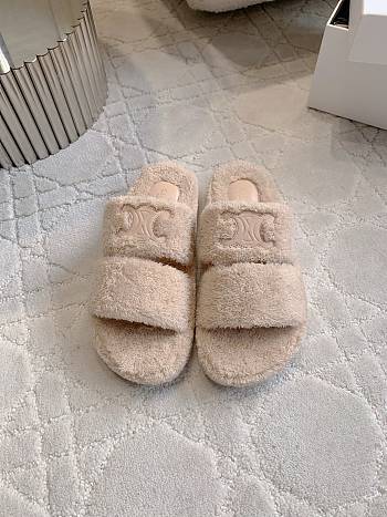 Okify Celine Women Wool Slippers Beige 