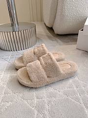 Okify Celine Women Wool Slippers Beige  - 5