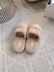 Okify Celine Women Wool Slippers Beige  - 4