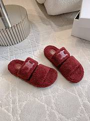 Okify Celine Women Wool Slippers Red - 4