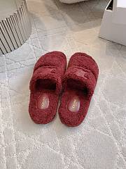 Okify Celine Women Wool Slippers Black  - 2