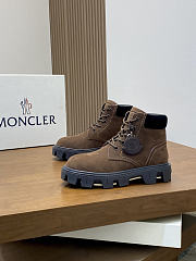 Okify Moncler Men Martin Boots Dark Brown Suede  - 1