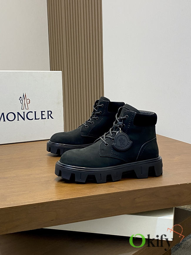 Okify Moncler Men Martin Boots Black Suede  - 1