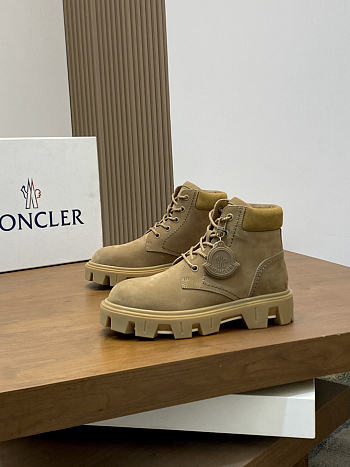 Okify Moncler Men Martin Boots Light Brown Suede 
