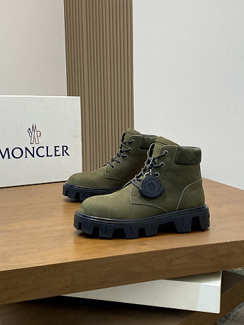 Okify Moncler Men Martin Boots Army Green Suede 