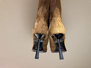 Okify YSL Metal Toe Trim Ankle Boots Brown 10.5cm - 2