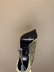 Okify YSL Metal Toe Trim Ankle Boots Green 10.5cm - 5