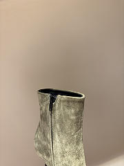 Okify YSL Metal Toe Trim Ankle Boots Green 10.5cm - 3