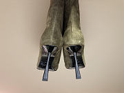 Okify YSL Metal Toe Trim Ankle Boots Green 10.5cm - 2