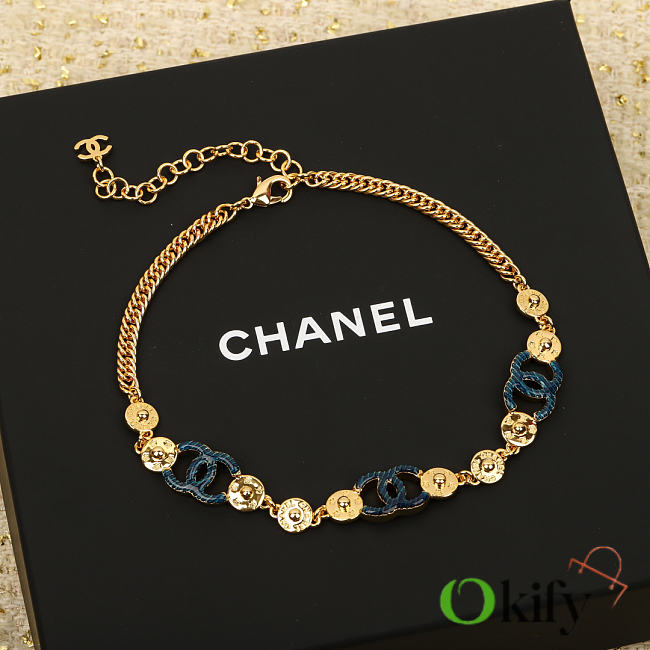 Okify CC Gold Bracelet Dark Blue Logo  - 1