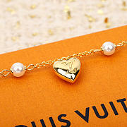 Okify Louis Vuitton Gold Necklace With Heart Charm And Pearl - 4