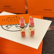 Okify Hermes Gold Earrings Red Pink - 4