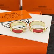 Okify Hermes Gold Earrings Red Pink - 2