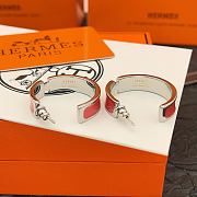 Okify Hermes Silver Earrings Red Pink - 2